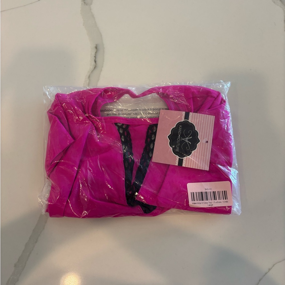 Kandi Kouture Pink Girls Dance Top With Black Detail